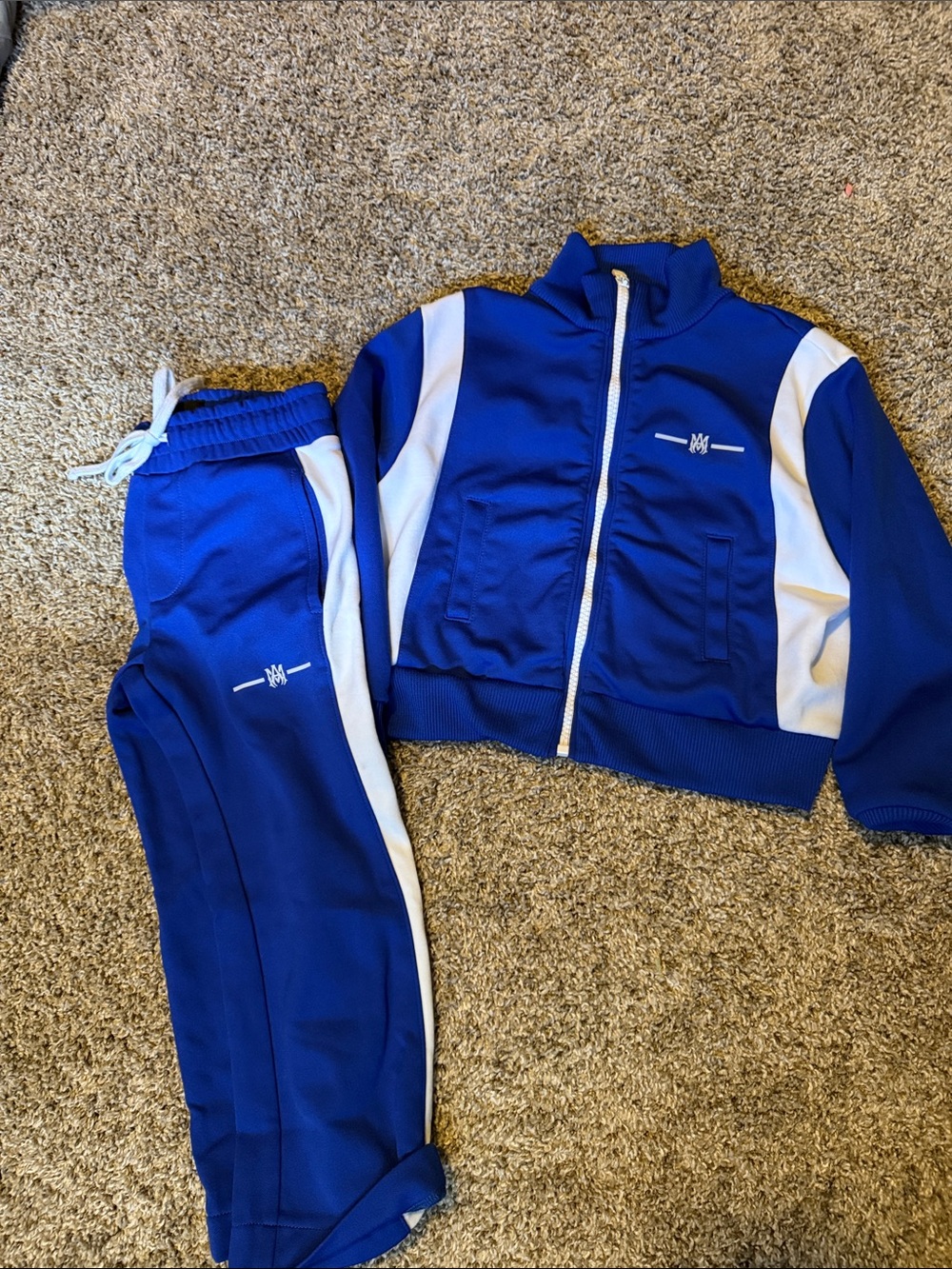 AMIRI Blue and White Kids Track Set Sweatpants